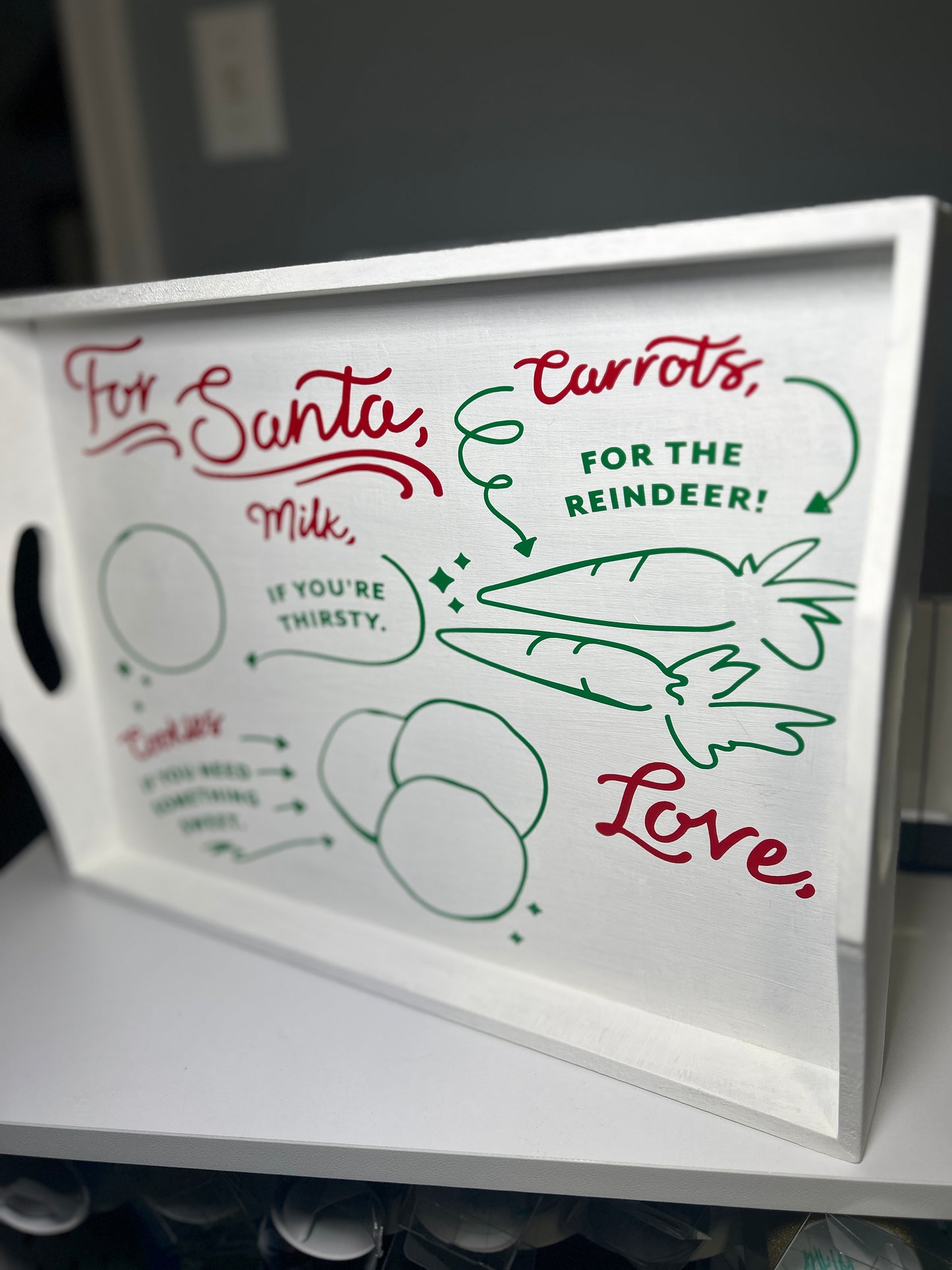Personalized For Santa, Christmas Eve Serving Tray | Cookies, Milk & Carrots Tray | Christmas Eve Serving Santa Tray
