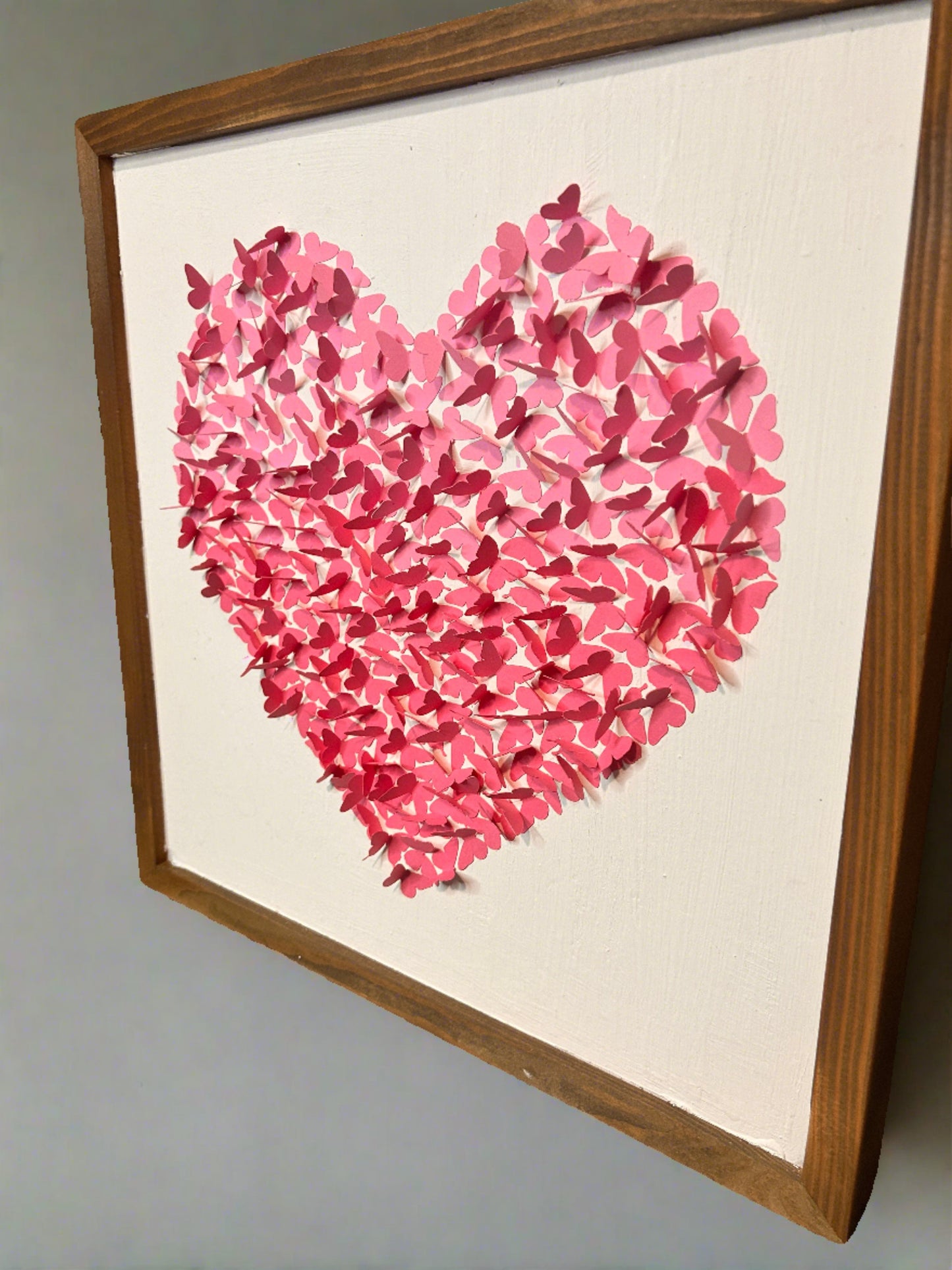 Flyaway Butterfly Heart | Paper Butterfly Heart on Wood Canvas | Paper Crafts | Flyaway Heart