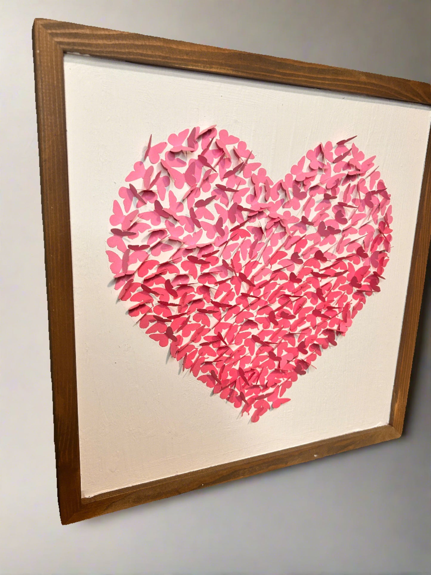 Flyaway Butterfly Heart | Paper Butterfly Heart on Wood Canvas | Paper Crafts | Flyaway Heart