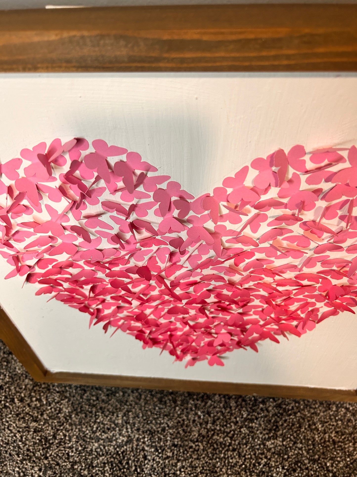 Flyaway Butterfly Heart | Paper Butterfly Heart on Wood Canvas | Paper Crafts | Flyaway Heart