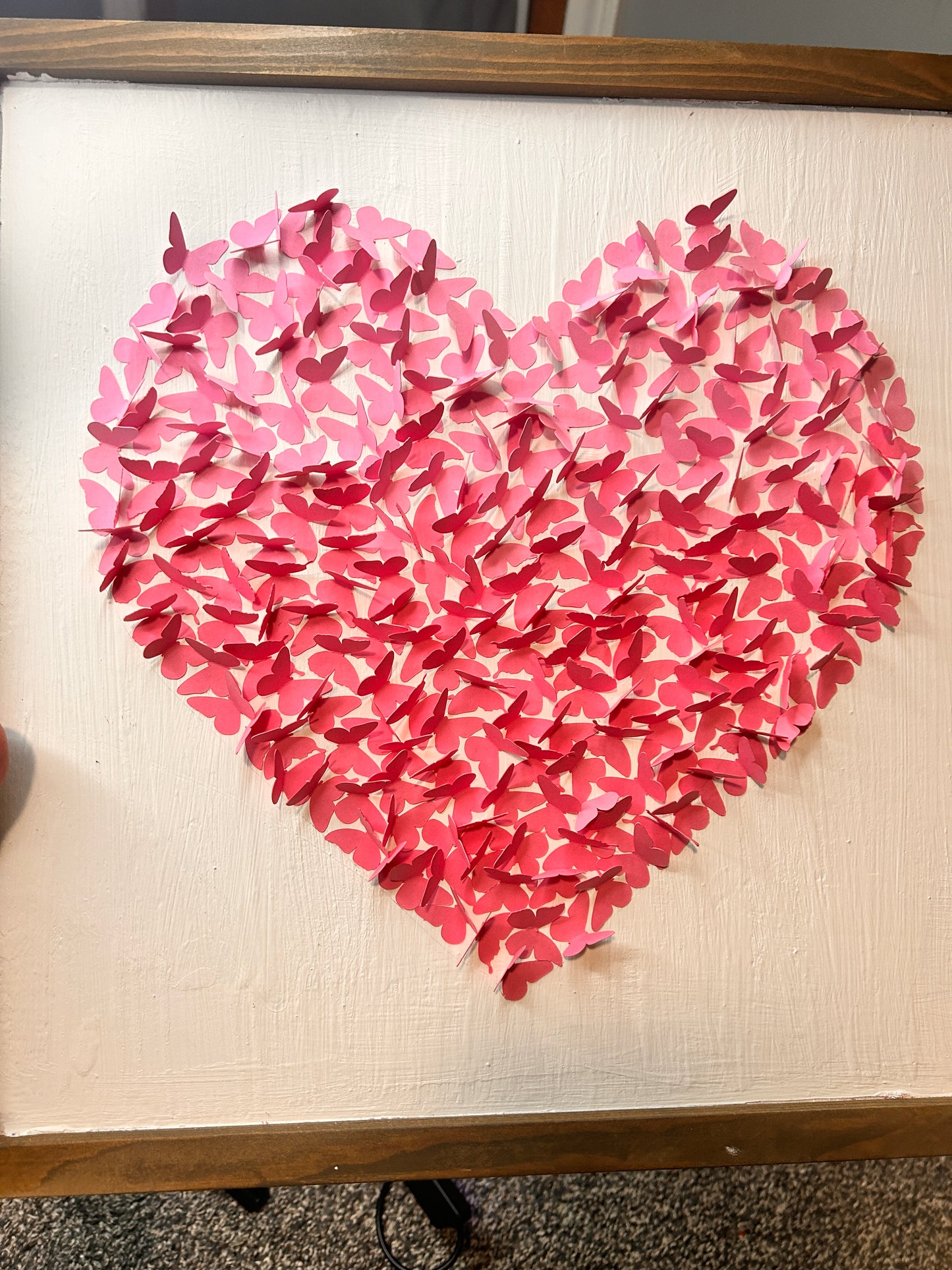 Flyaway Butterfly Heart | Paper Butterfly Heart on Wood Canvas | Paper Crafts | Flyaway Heart