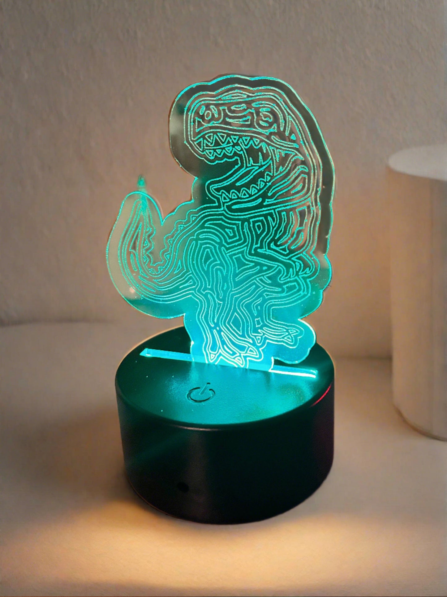 Dinosaur Engraved Night Light | LED Night Lamp | Personalized | Remote Battery Operated | USB | Color Changing Light | Custom Engraving