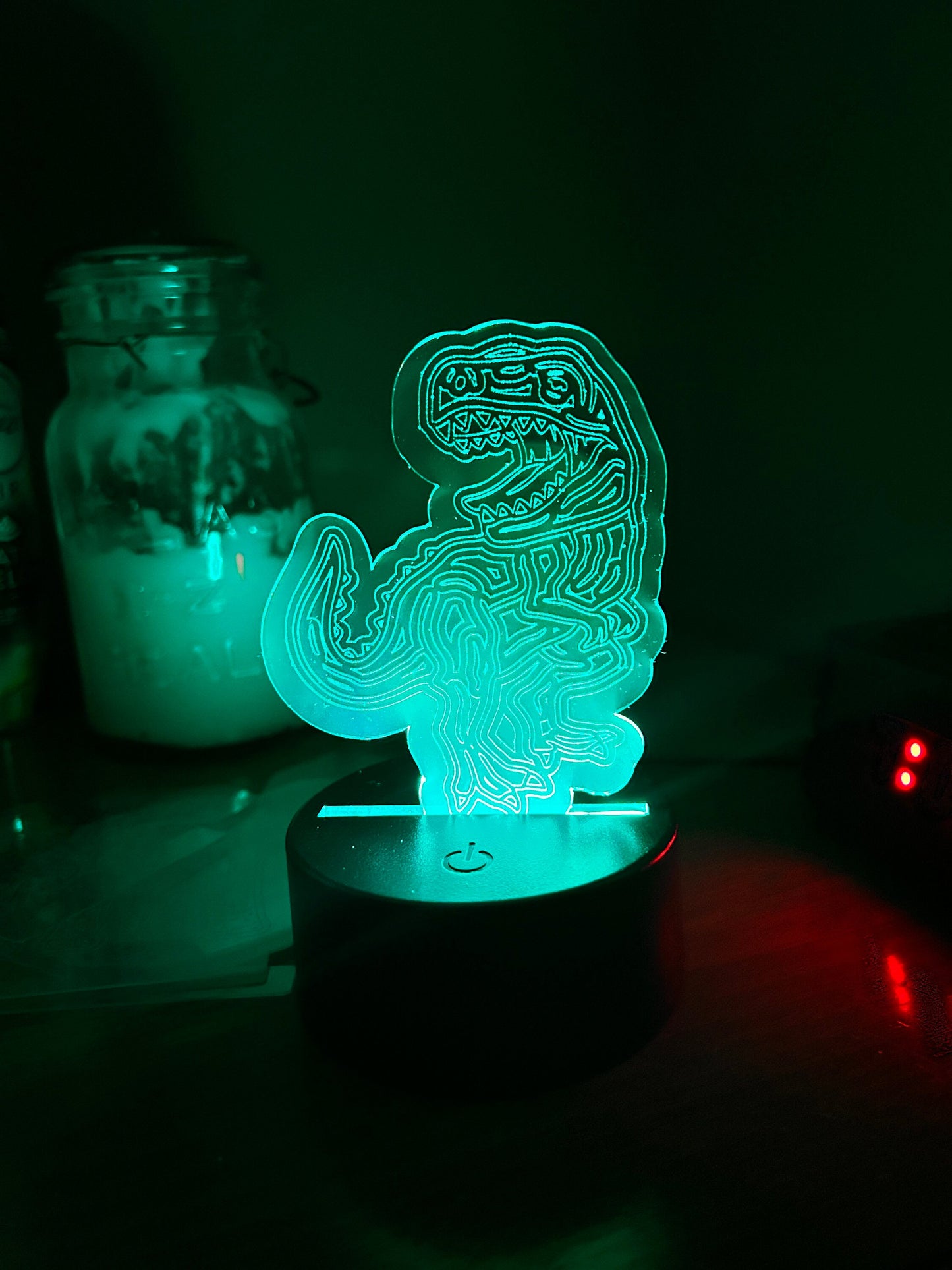 Dinosaur Engraved Night Light | LED Night Lamp | Personalized | Remote Battery Operated | USB | Color Changing Light | Custom Engraving