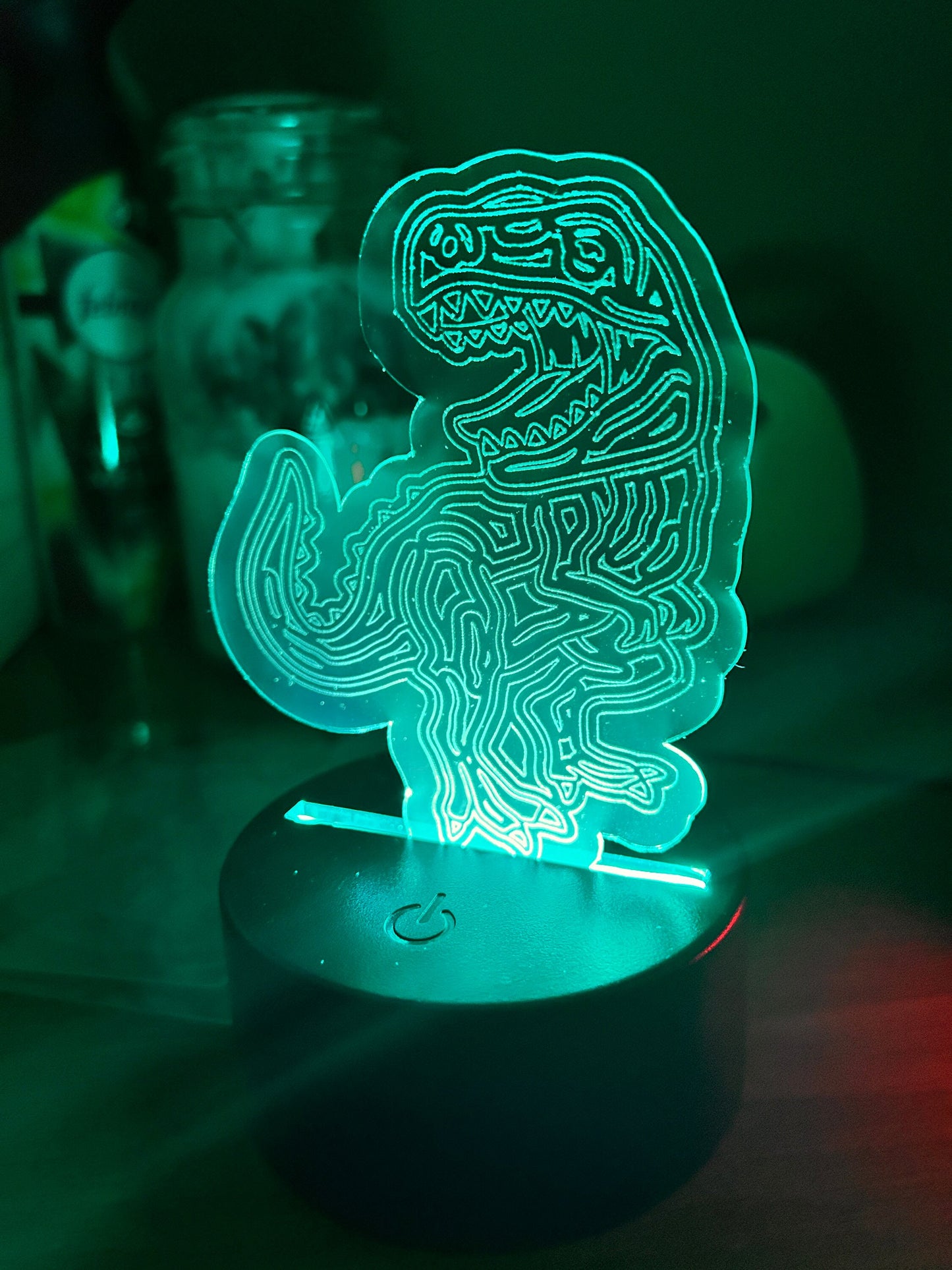 Dinosaur Engraved Night Light | LED Night Lamp | Personalized | Remote Battery Operated | USB | Color Changing Light | Custom Engraving
