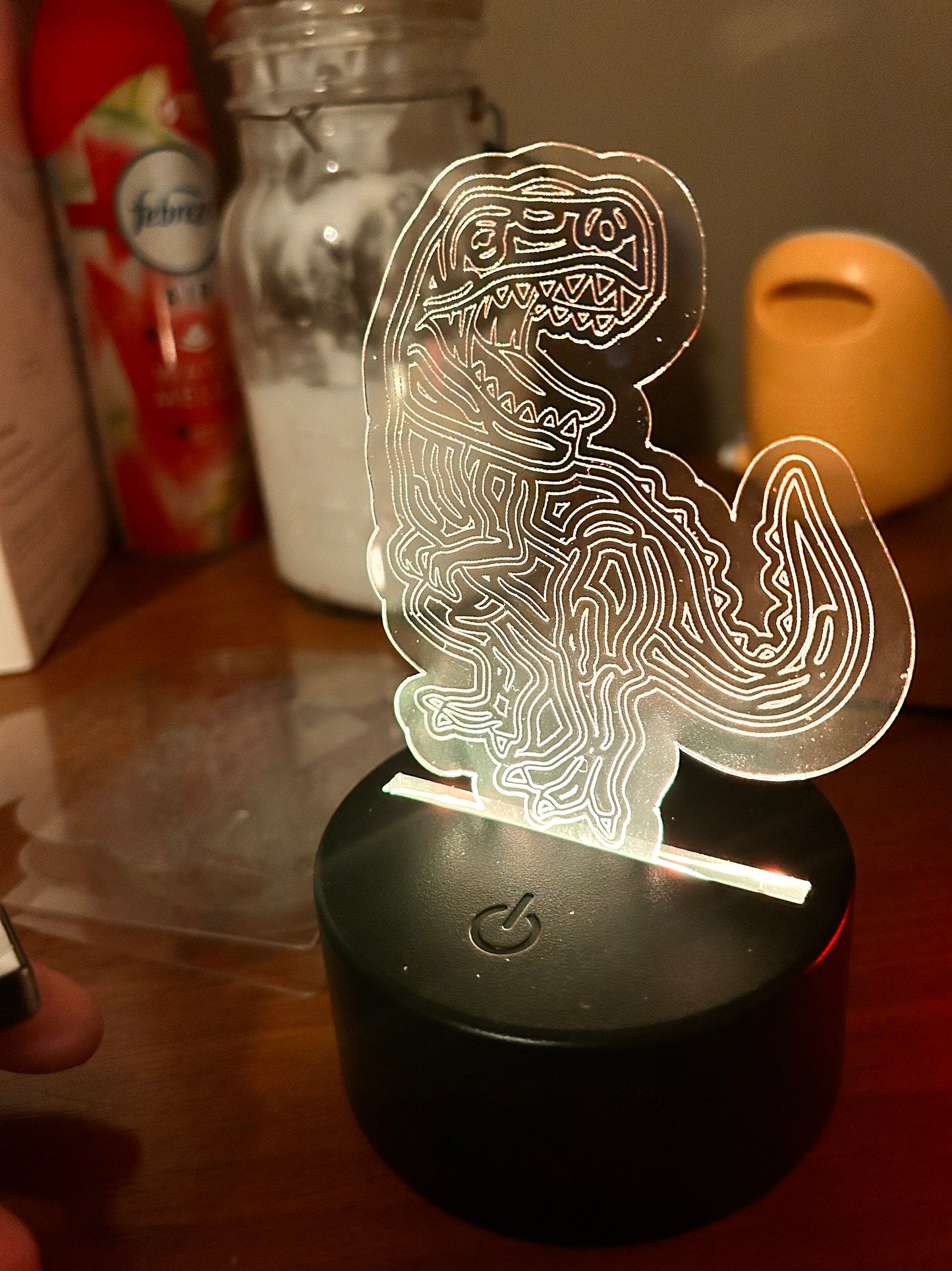 Dinosaur Engraved Night Light | LED Night Lamp | Personalized | Remote Battery Operated | USB | Color Changing Light | Custom Engraving