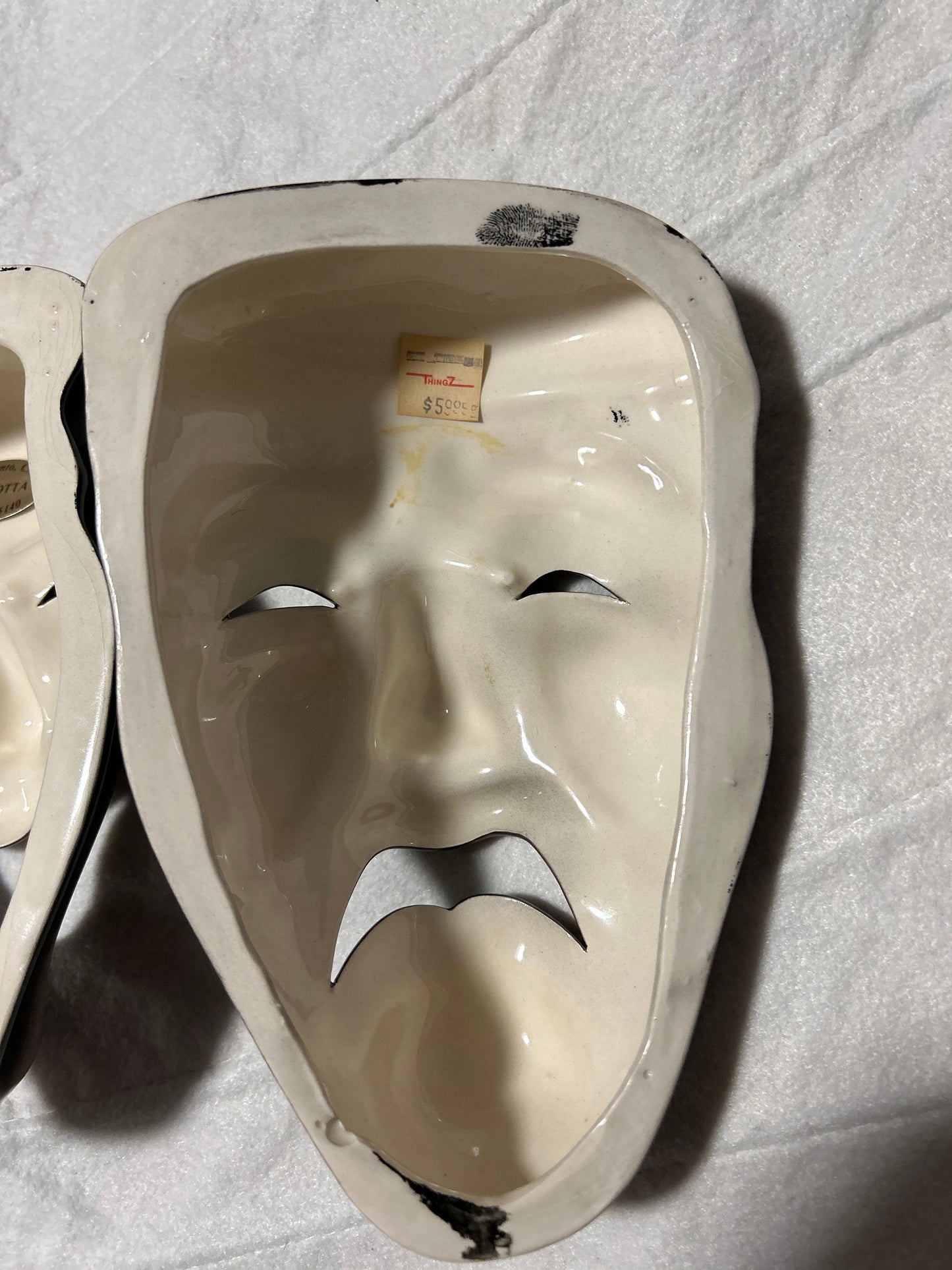 Vintage San Fransisco Comedy and Tragedy Clay Mask, Hand Painted