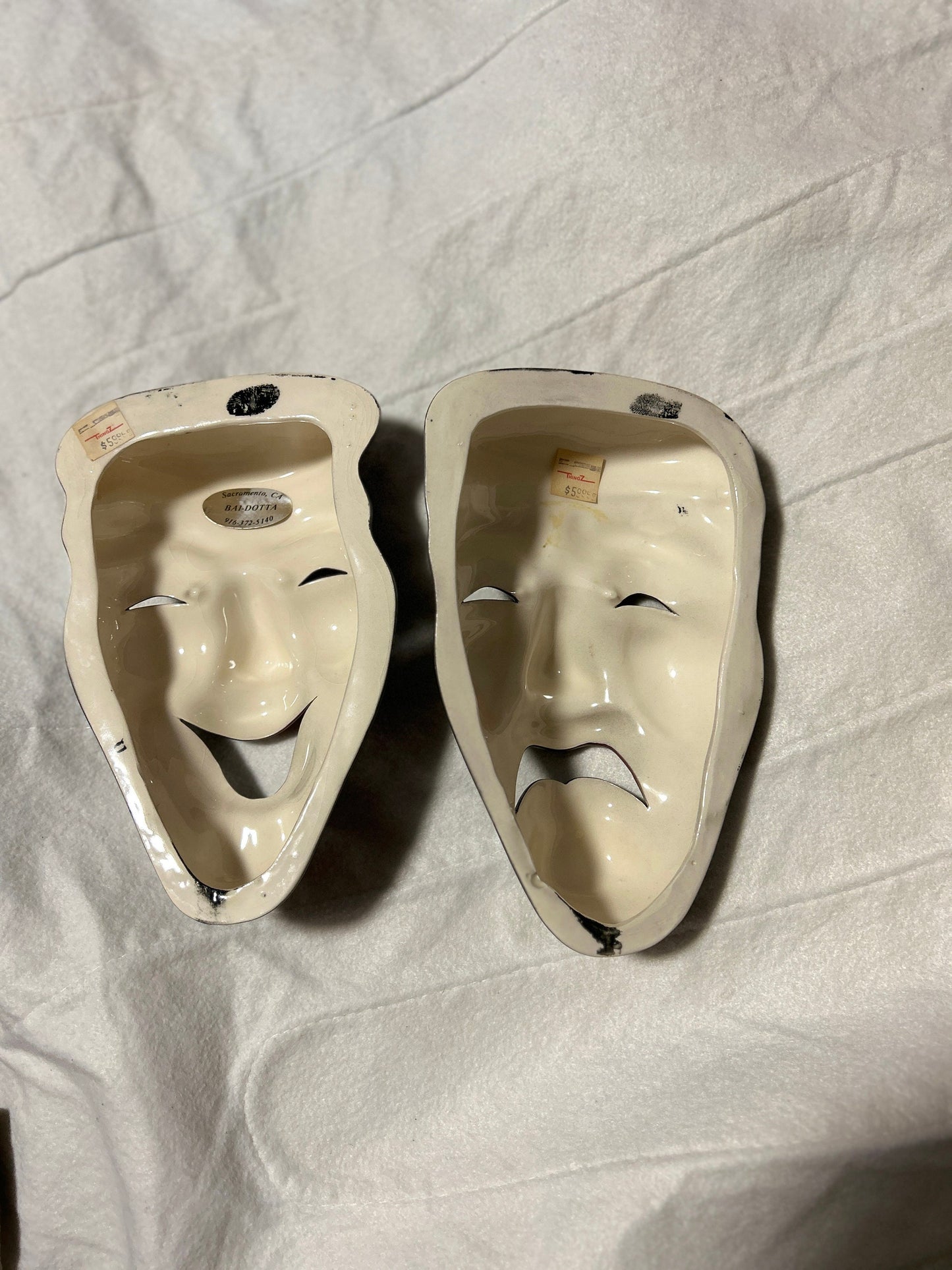 Vintage San Fransisco Comedy and Tragedy Clay Mask, Hand Painted