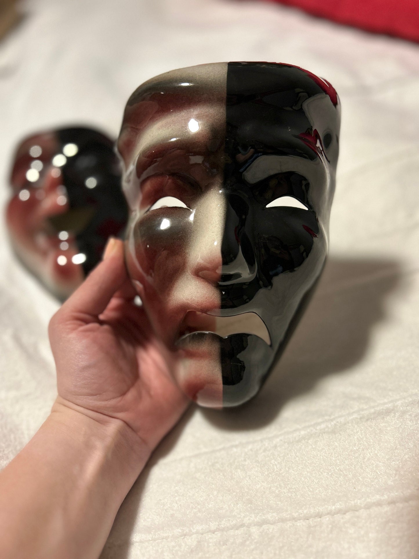 Vintage San Fransisco Comedy and Tragedy Clay Mask, Hand Painted