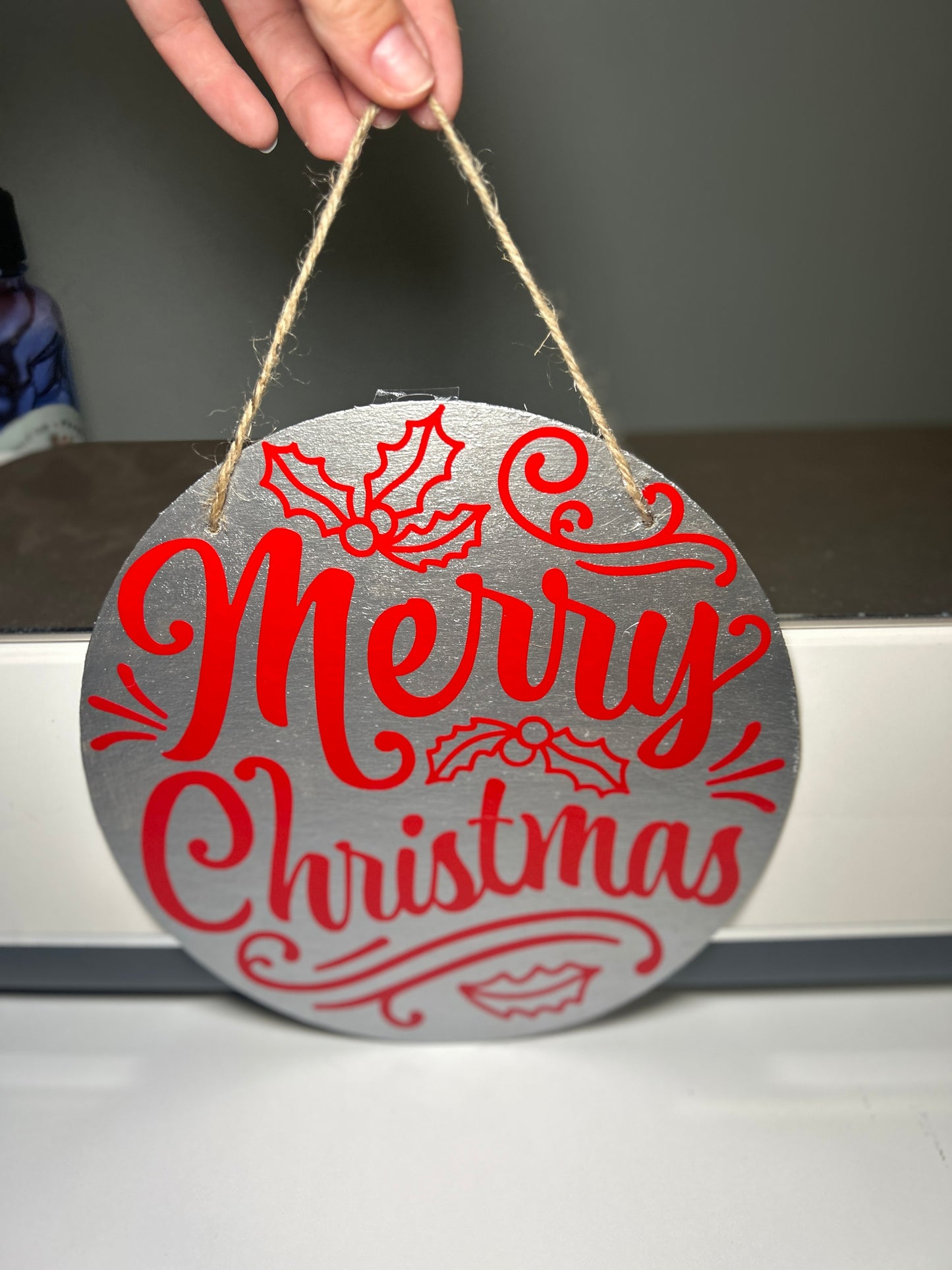 Merry Christmas Decor Round | Hand Painted Christmas Hanging Decor