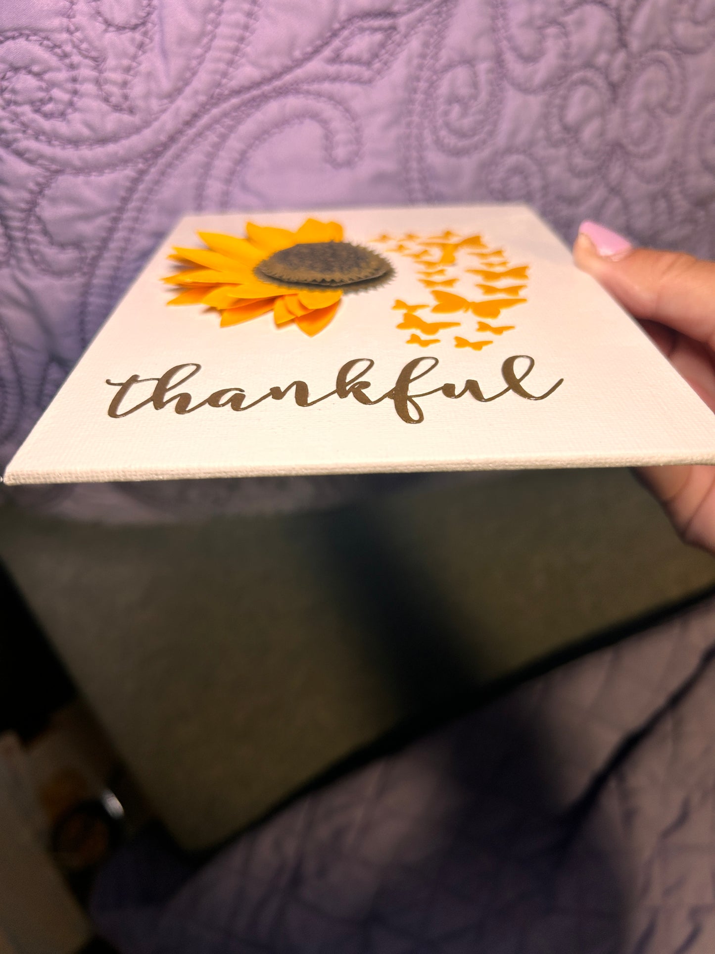 Thankful Sunflower & Butterflies 3D Canvas Panel