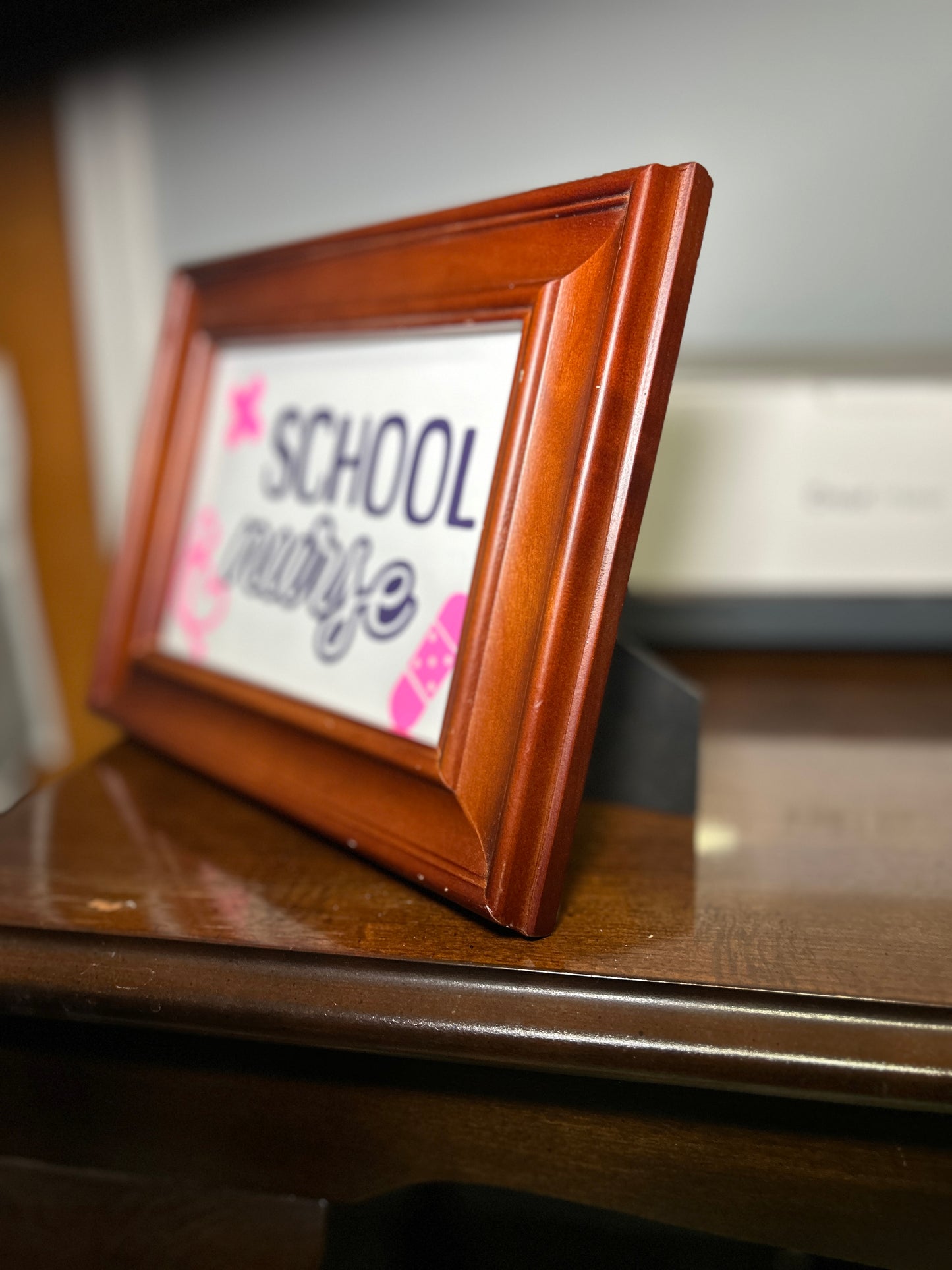 Upcycled Handmade School Nurse Framed Decor, Wooden