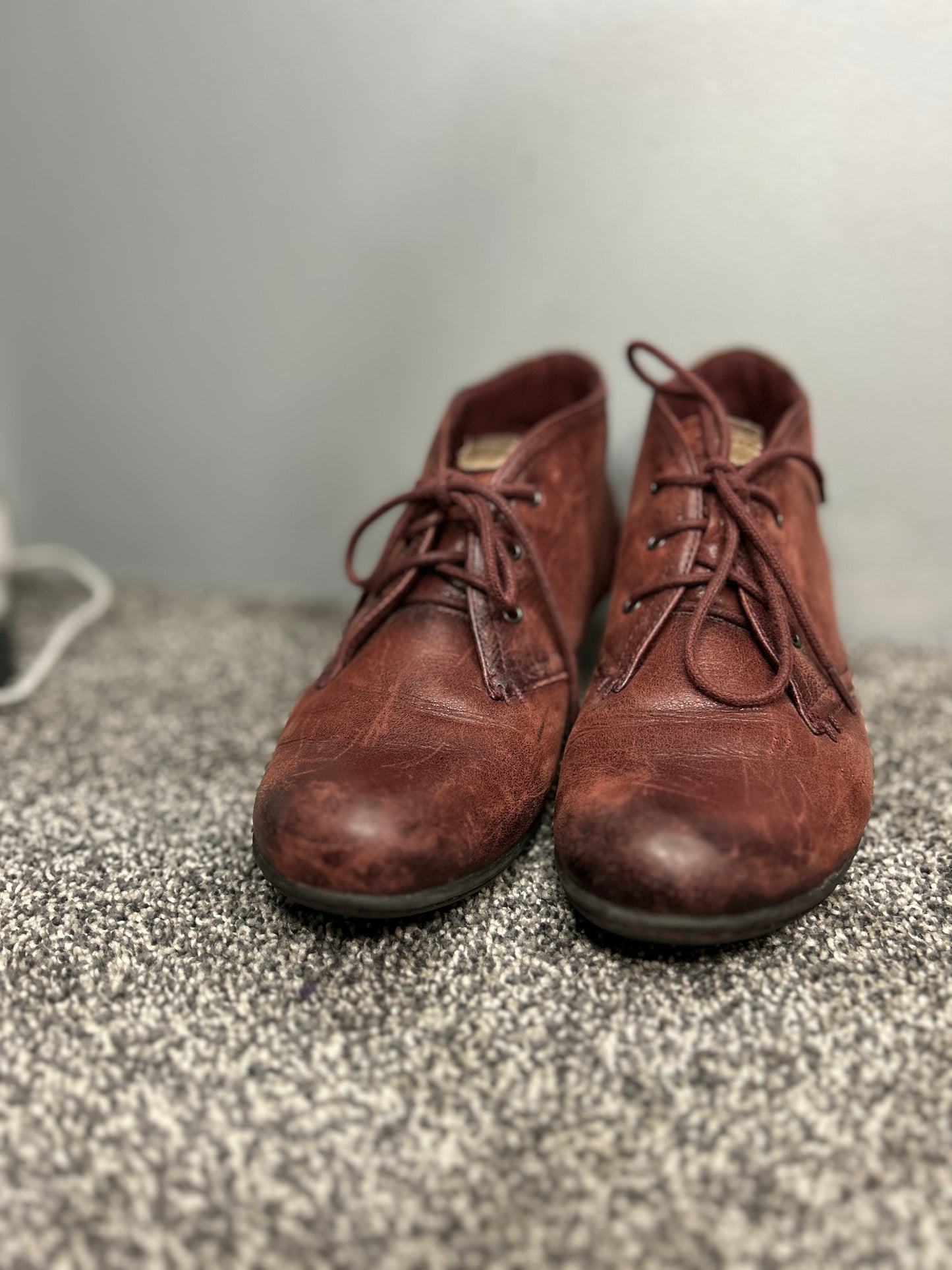 Cobb Hill Distressed Red Leather Booties