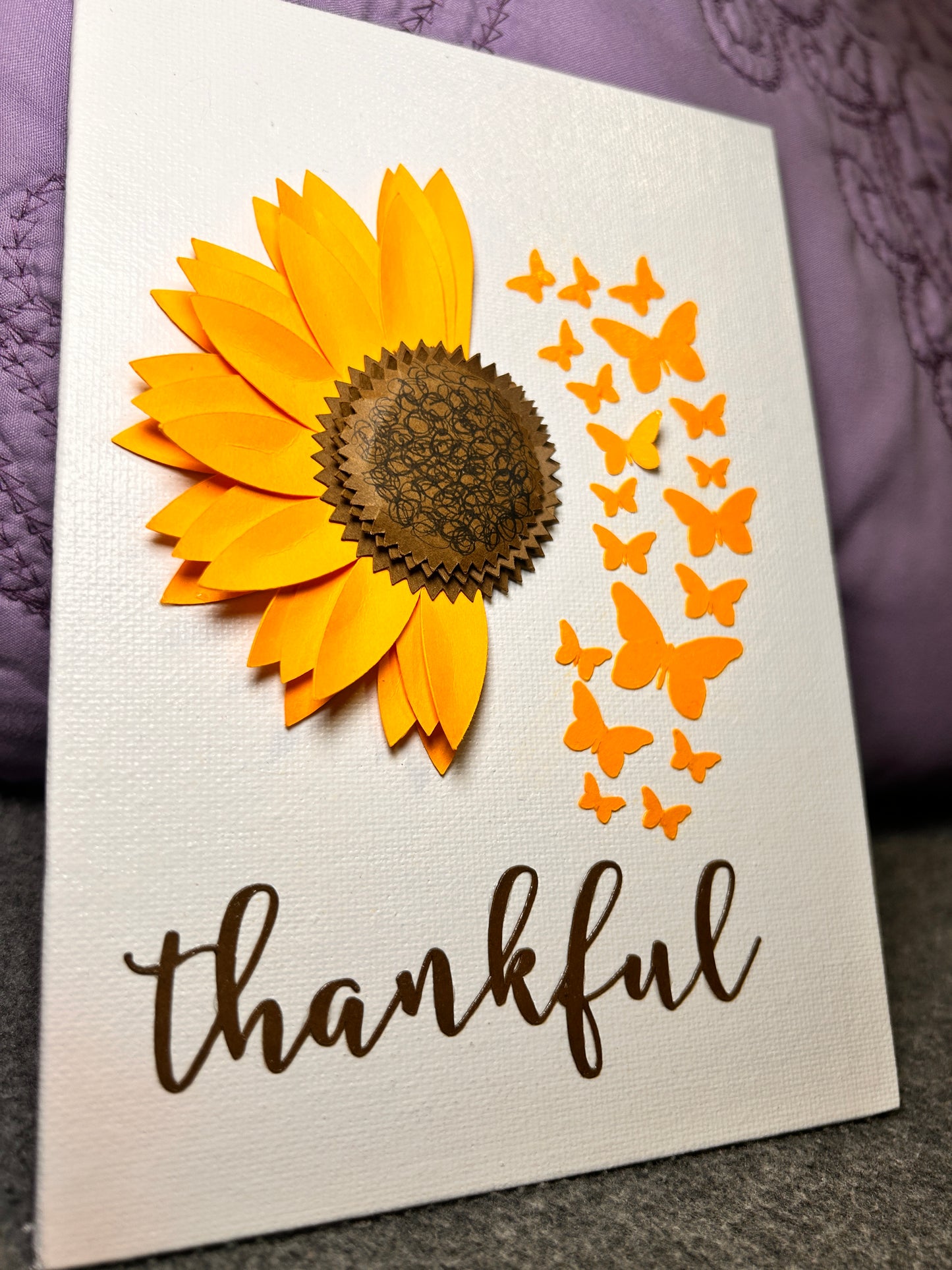 Thankful Sunflower & Butterflies 3D Canvas Panel