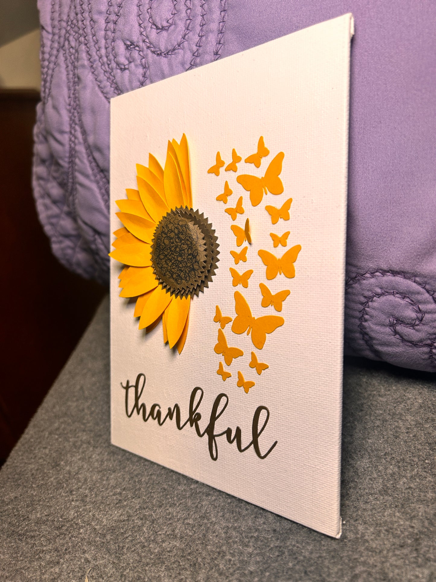 Thankful Sunflower & Butterflies 3D Canvas Panel