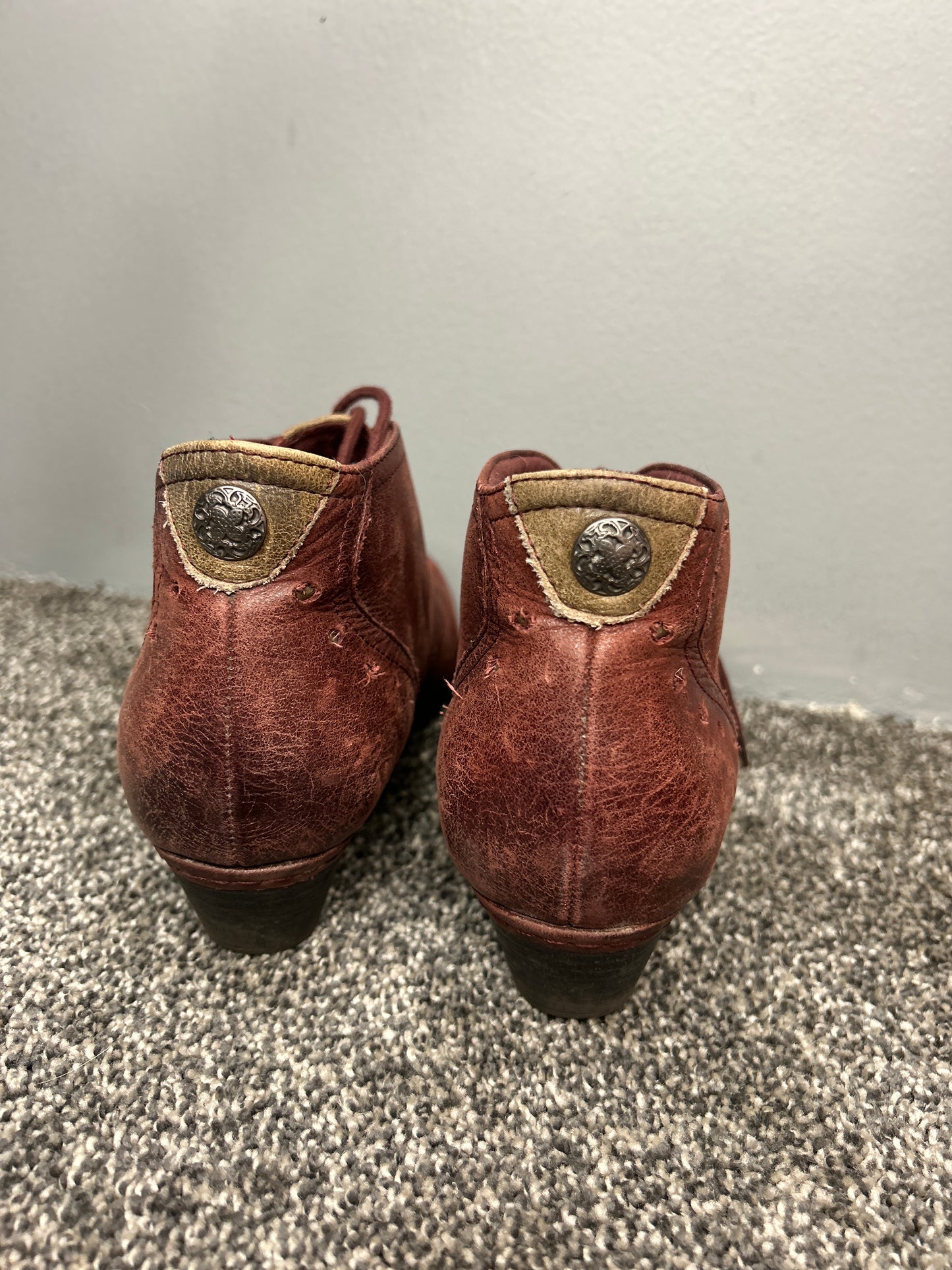 Cobb Hill Distressed Red Leather Booties