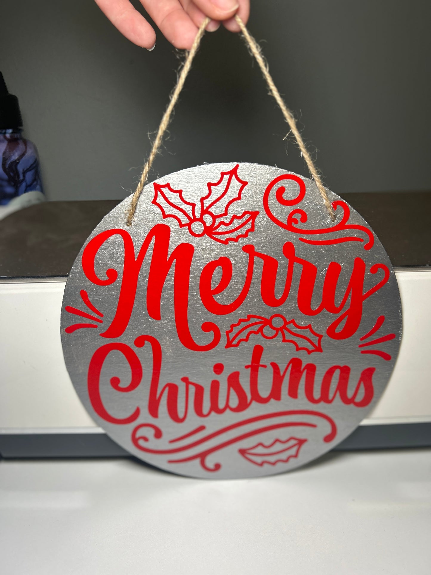 Merry Christmas Decor Round | Hand Painted Christmas Hanging Decor