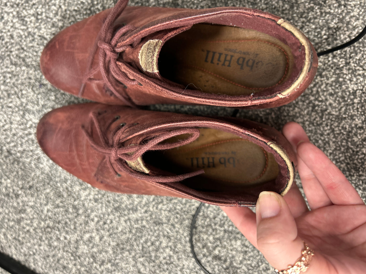 Cobb Hill Distressed Red Leather Booties