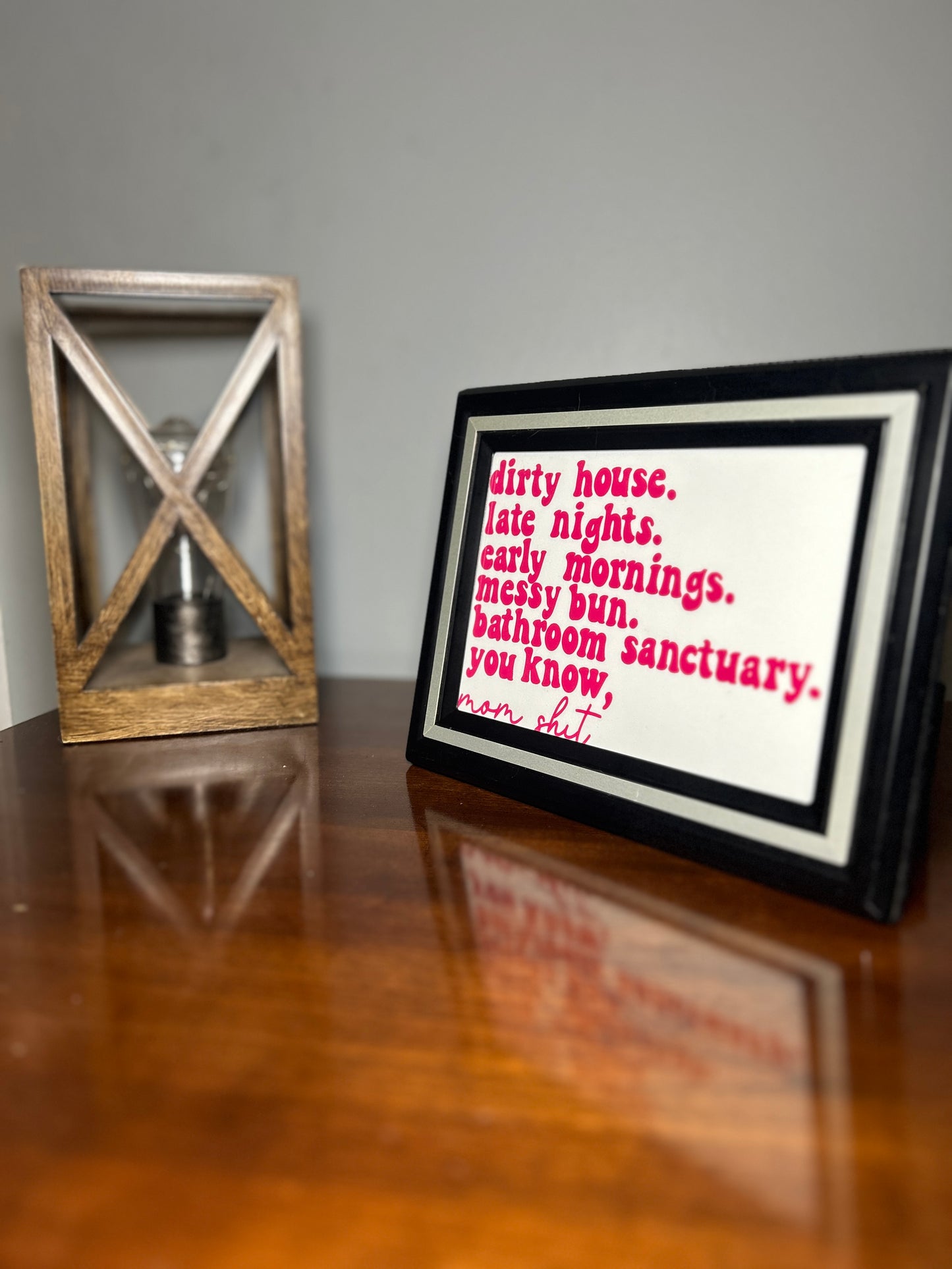 Mom Life Picture Frame Funny Saying Home Decor