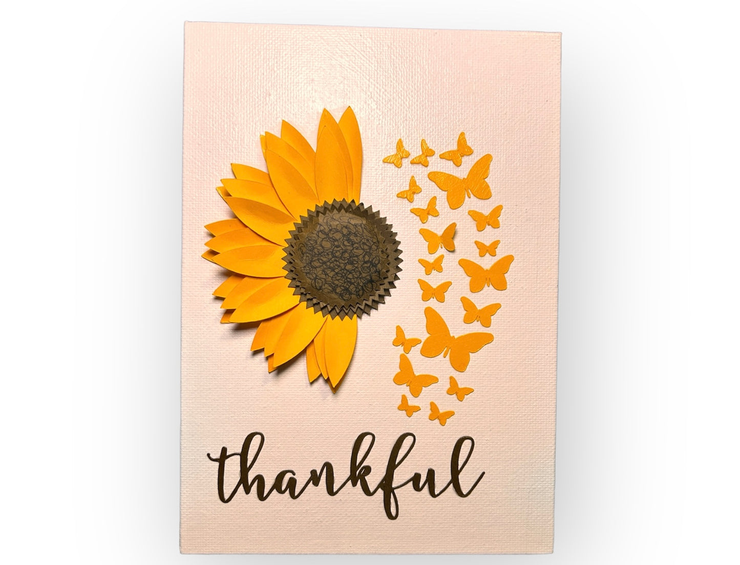 Thankful Sunflower & Butterflies 3D Canvas Panel