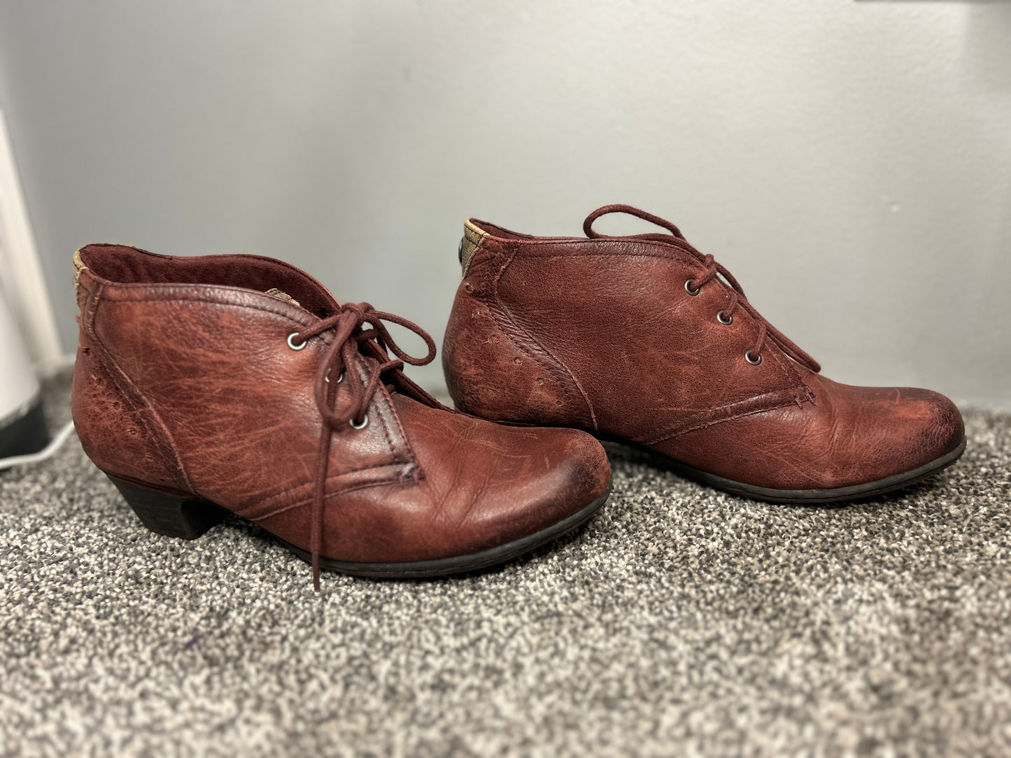 Cobb Hill Distressed Red Leather Booties