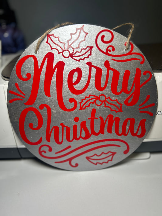 Merry Christmas Decor Round | Hand Painted Christmas Hanging Decor