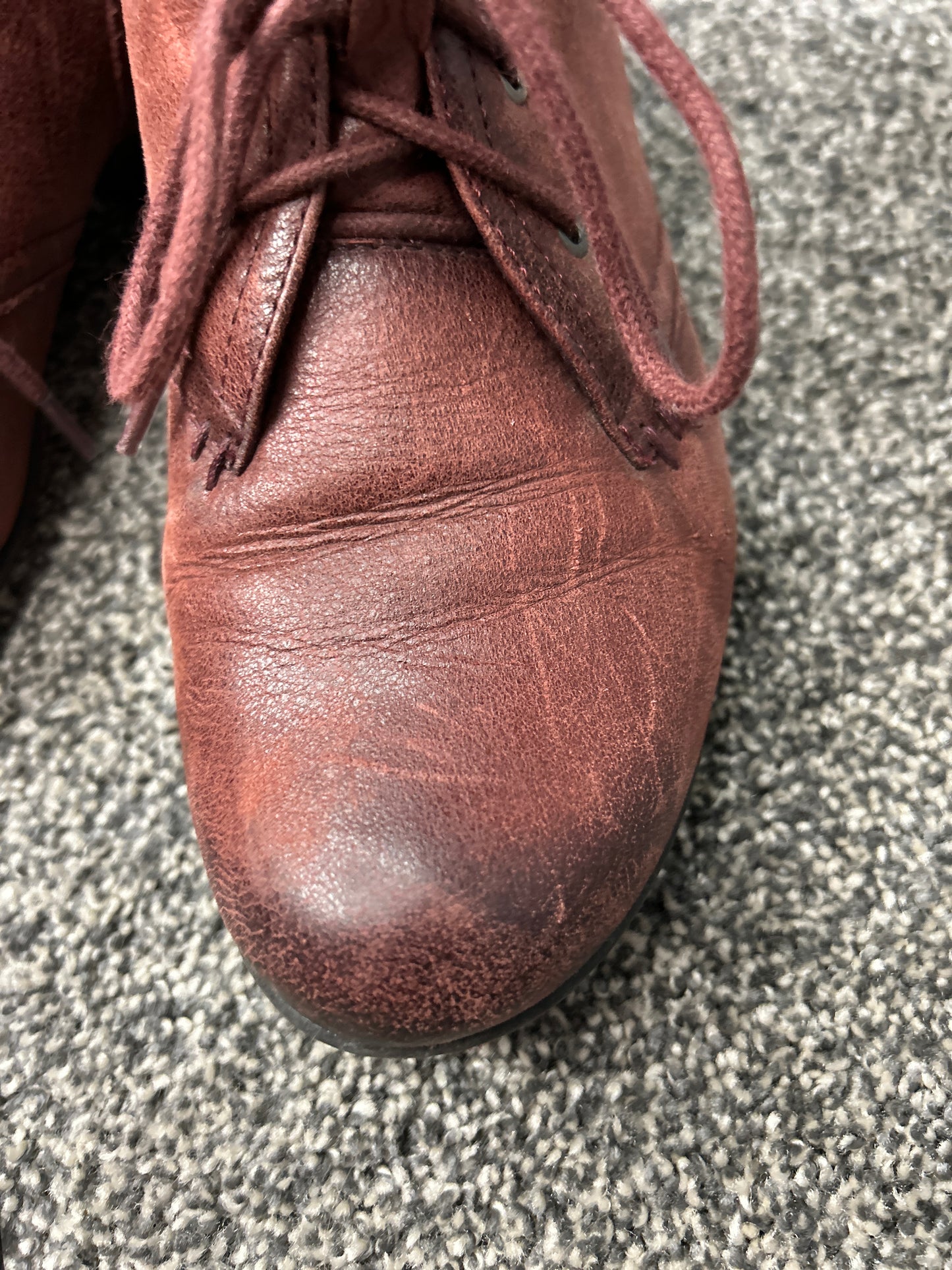 Cobb Hill Distressed Red Leather Booties