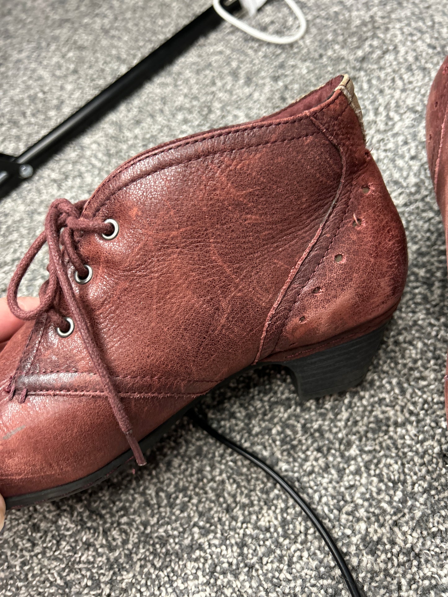 Cobb Hill Distressed Red Leather Booties