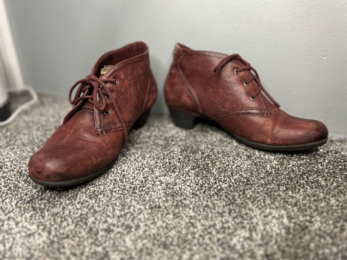 Cobb Hill Distressed Red Leather Booties