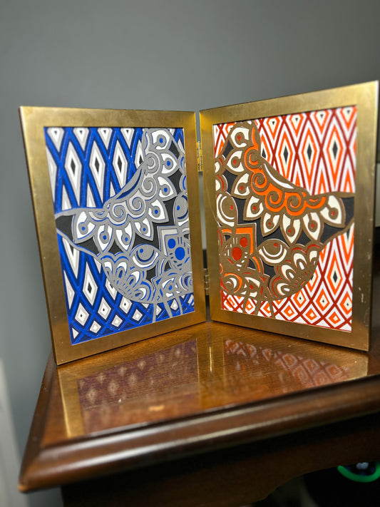 Shadow Box Double Framed Layered Cat Decor