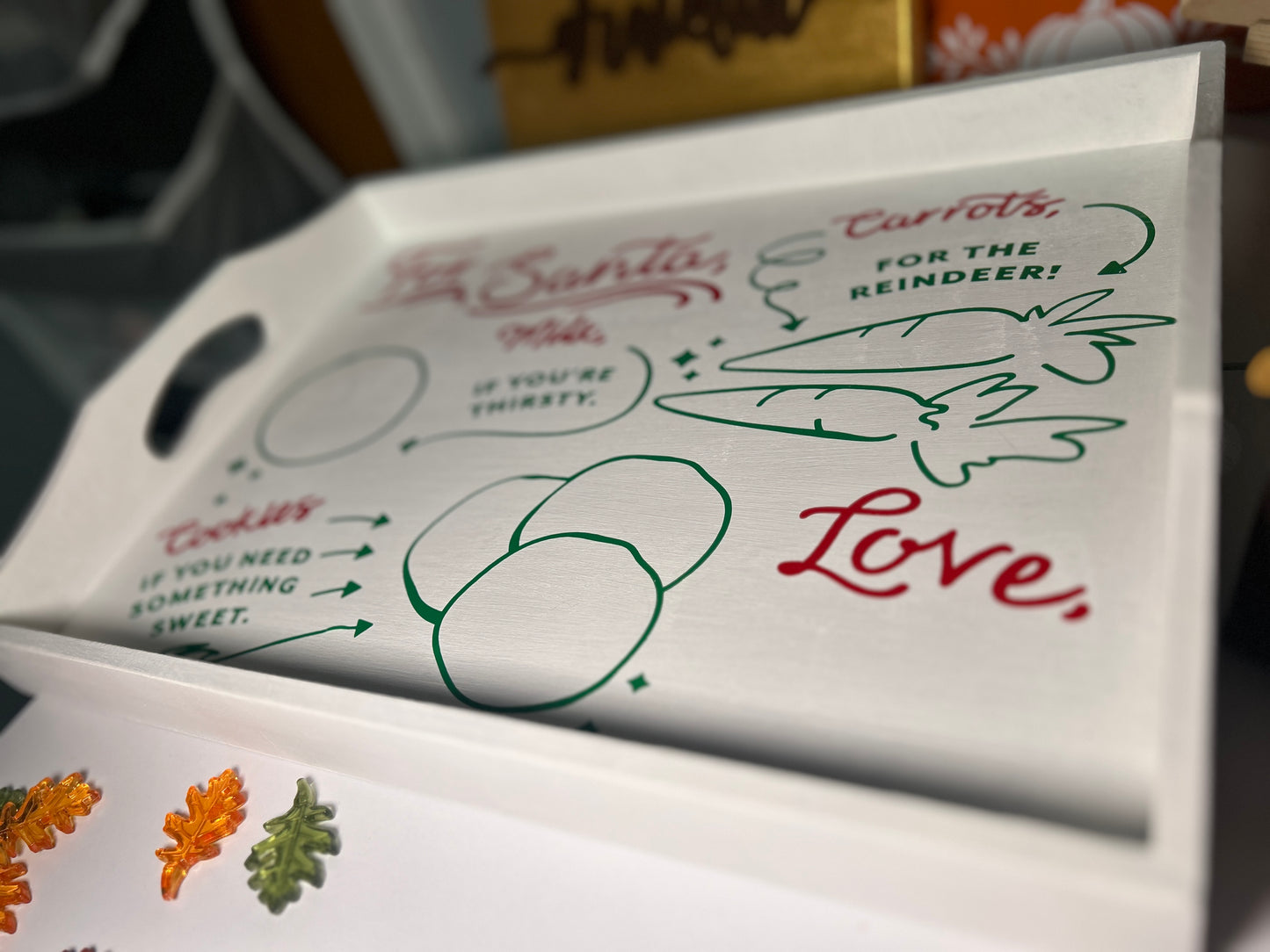 Personalized For Santa, Christmas Eve Serving Tray | Cookies, Milk & Carrots Tray | Christmas Eve Serving Santa Tray