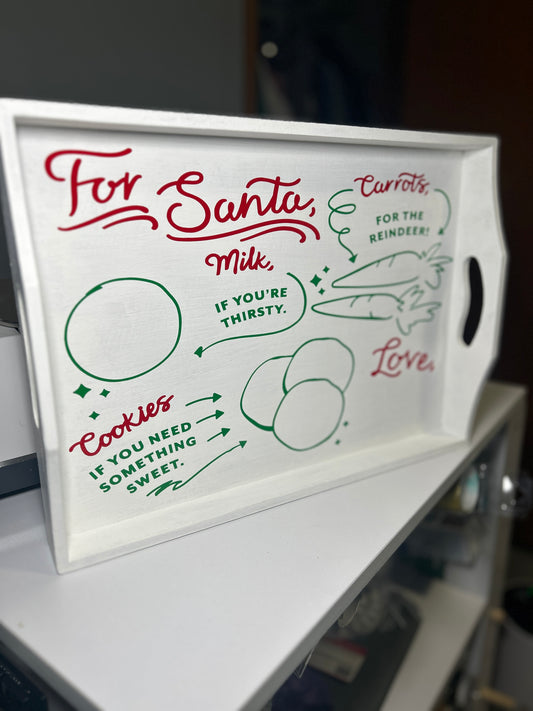 Personalized For Santa, Christmas Eve Serving Tray | Cookies, Milk & Carrots Tray | Christmas Eve Serving Santa Tray