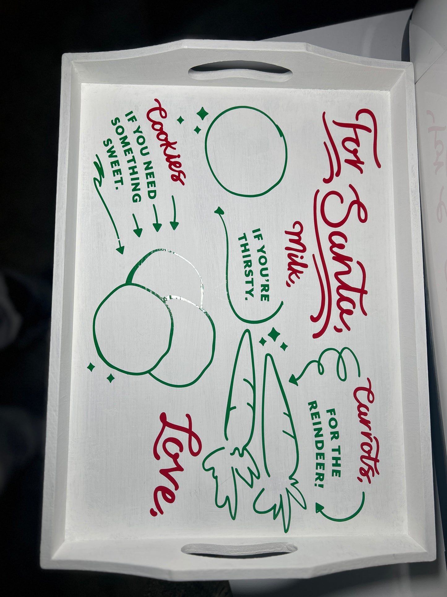 Personalized For Santa, Christmas Eve Serving Tray | Cookies, Milk & Carrots Tray | Christmas Eve Serving Santa Tray