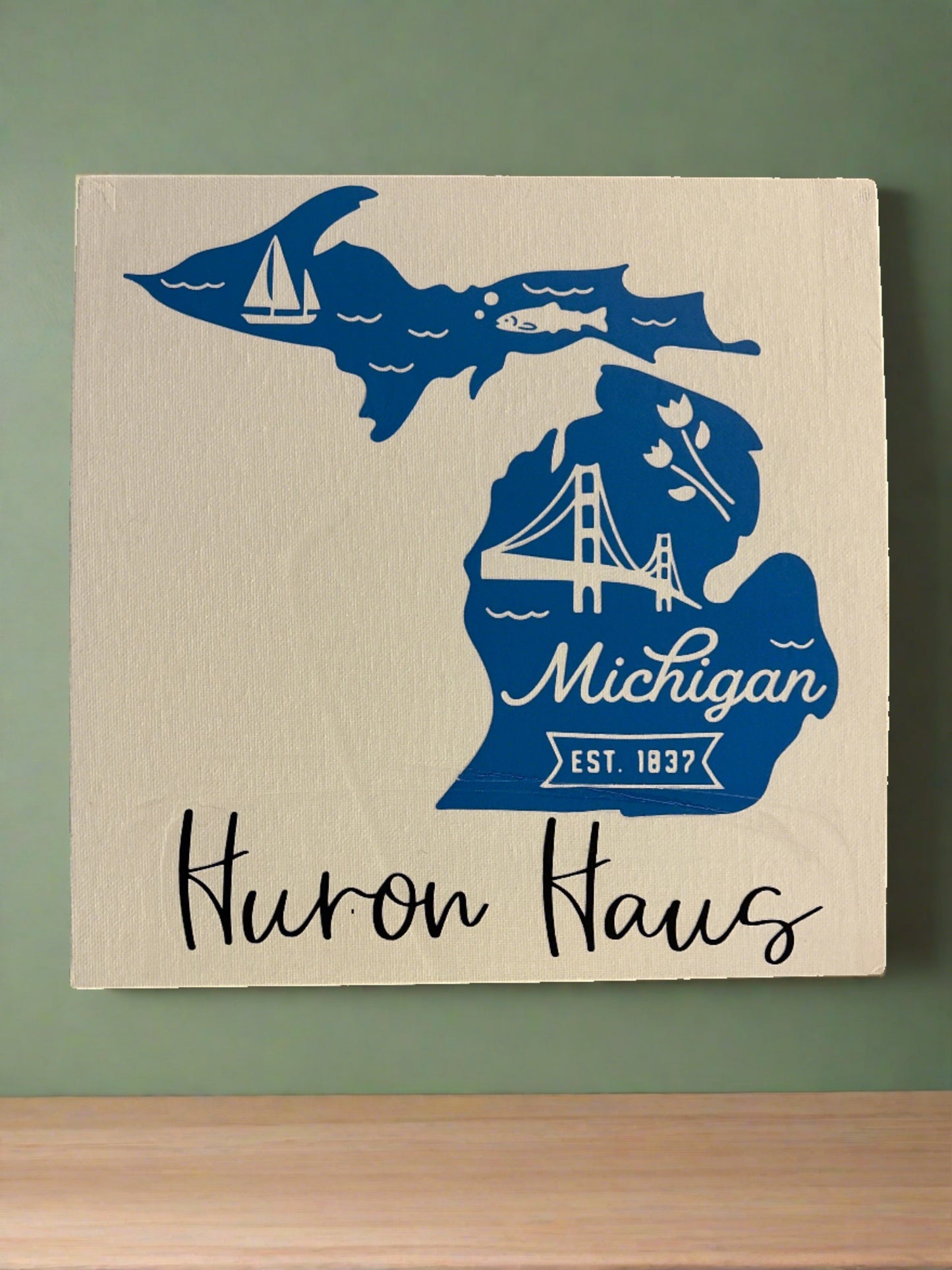 Custom Michigan Canvas Decor | Family Home Wall Hanging | Home State Handmade |