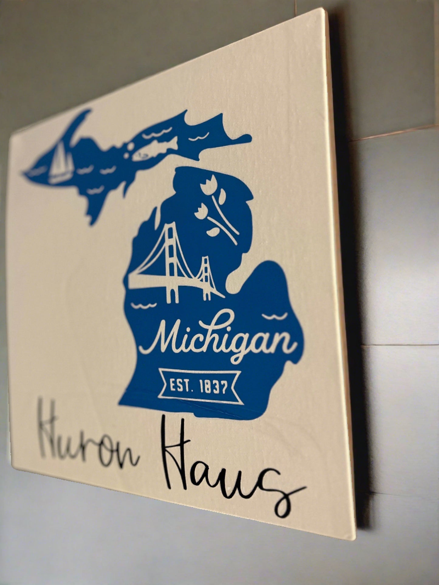 Custom Michigan Canvas Decor | Family Home Wall Hanging | Home State Handmade |