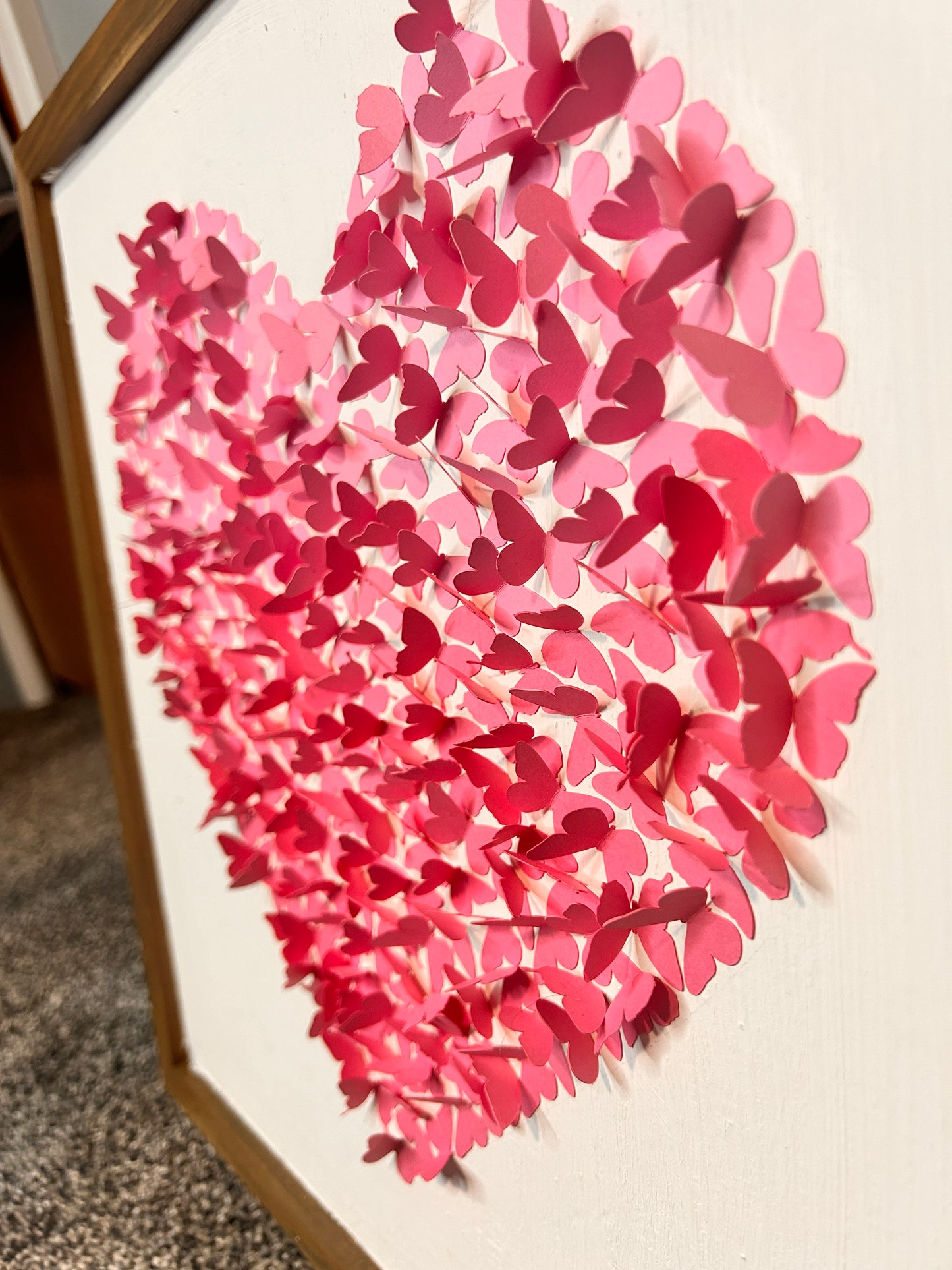 Flyaway Butterfly Heart | Paper Butterfly Heart on Wood Canvas | Paper Crafts | Flyaway Heart