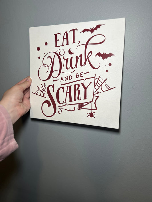 Spellbinding Halloween: 'Eat, Drink, and be Scary' Canvas Panel