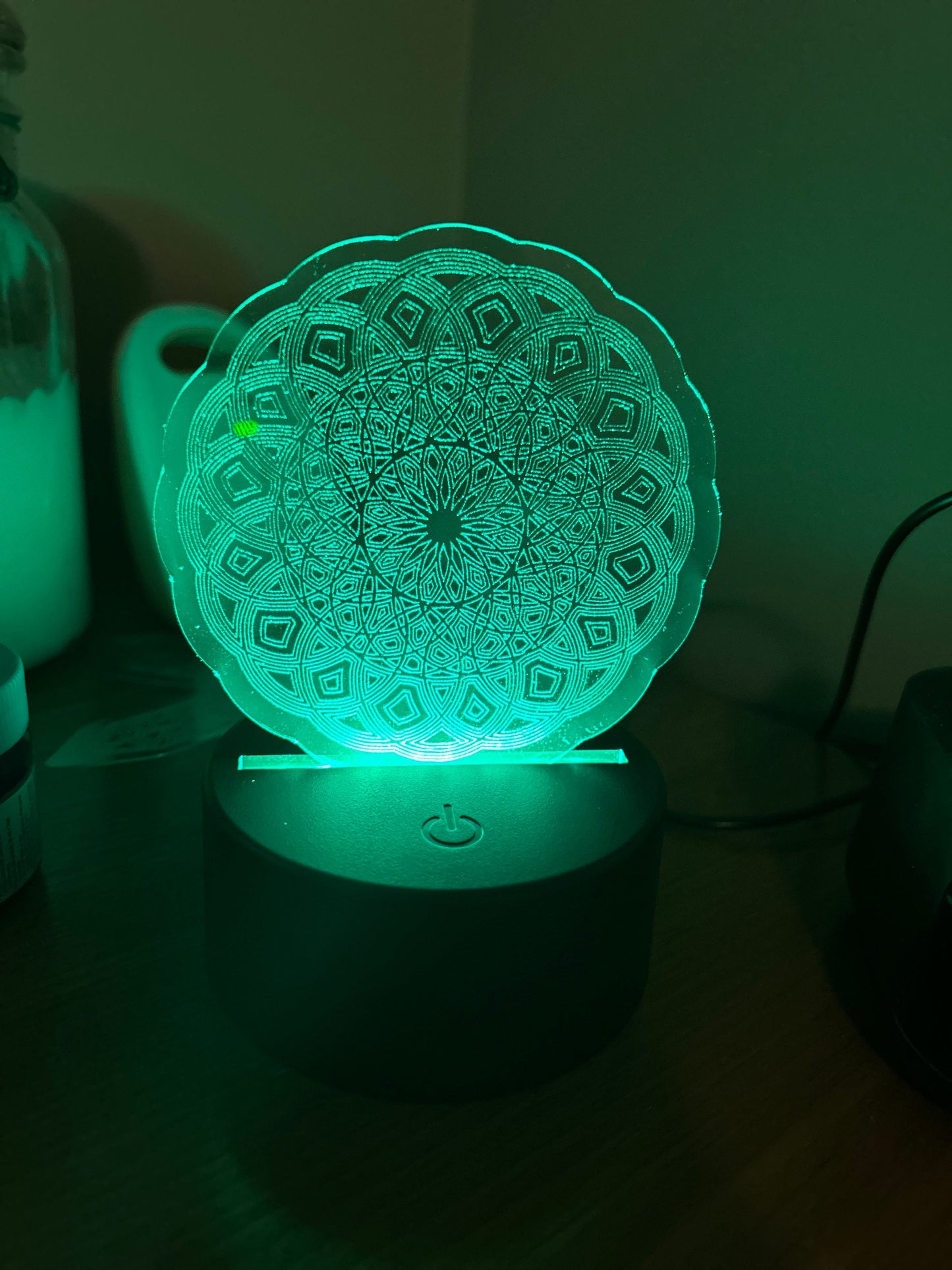 Mandala Night Light | LED Night Lamp | Personalized Light | Remote Controlled Lamp | Engraved Mandala | Colorful Nightlight