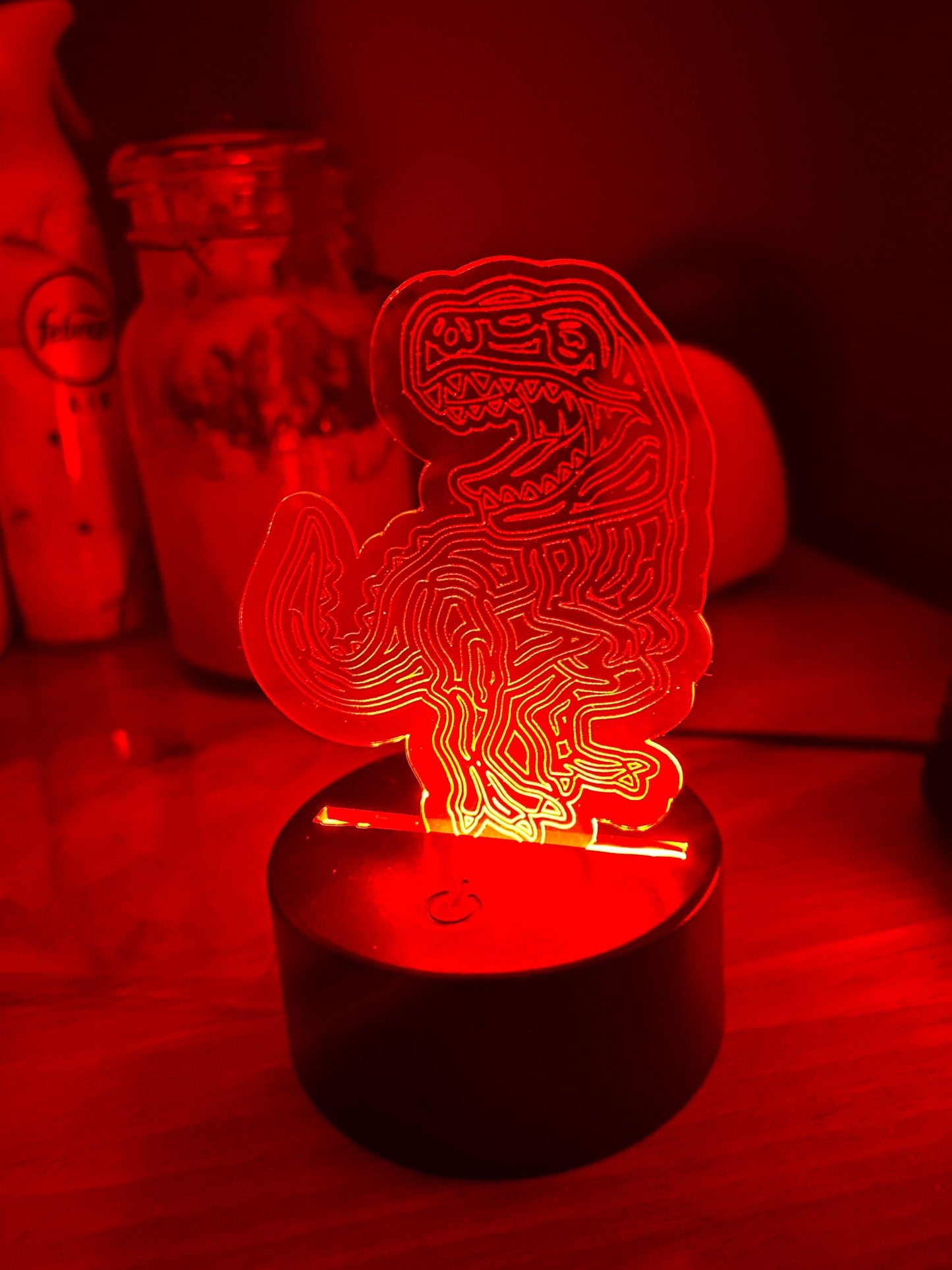 Dinosaur Engraved Night Light | LED Night Lamp | Personalized | Remote Battery Operated | USB | Color Changing Light | Custom Engraving